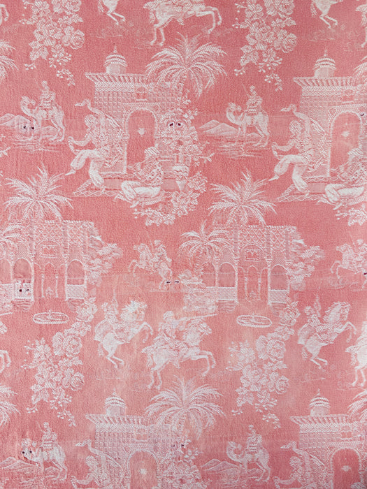 Rose pink ticking with dancer and musician. Spain c.1950 - Lot of 2 pieces