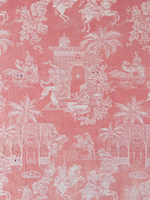 Rose pink ticking with dancer and musician. Spain c.1950 - Lot of 2 pieces