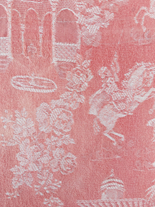 Rose pink ticking with dancer and musician. Spain c.1950 - Lot of 2 pieces