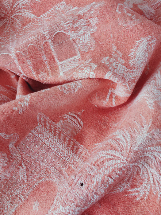 Rose pink ticking with dancer and musician. Spain c.1950 - Lot of 2 pieces