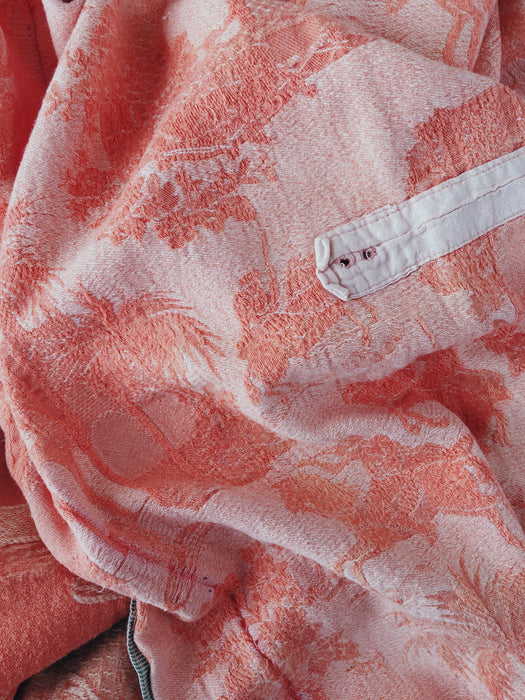 Rose pink ticking with dancer and musician. Spain c.1950 - Lot of 2 pieces