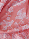 Pink ticking with birds talking. Spain c.1940 - Lot of 3 pieces