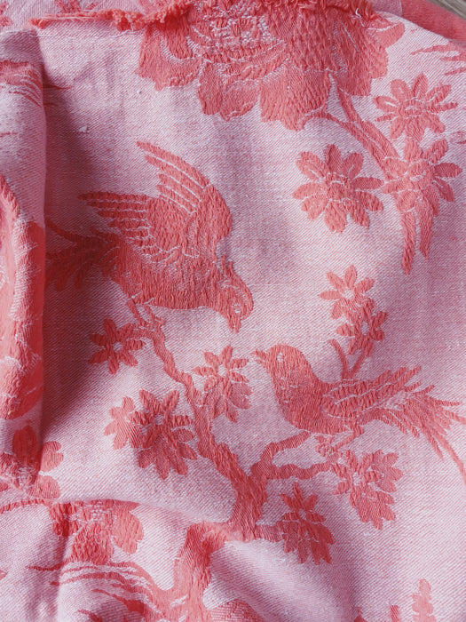 Pink ticking with birds talking. Spain c.1940 - Lot of 3 pieces