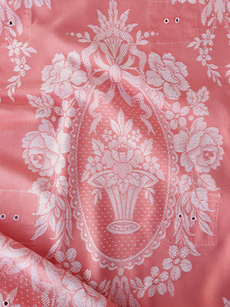 Pink Floral Antique European Ticking Fabric Recovered Panels REC-DA-ROSA-026 - Ticking Depot