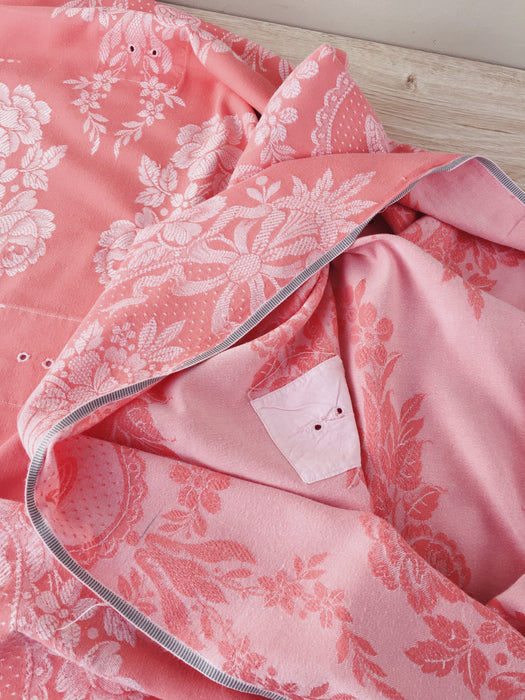 Baskets with flowers in pink ticking. Spain c.1930 - Lot of 2 pieces