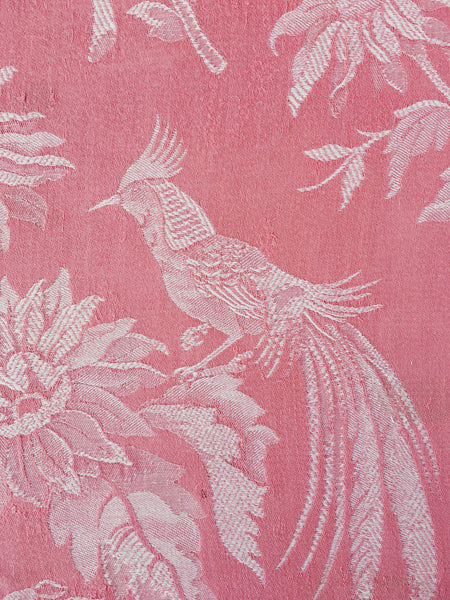 Pink Birds Antique European Ticking Fabric Recovered Panels REC-DA-ROSA-028 - Ticking Depot