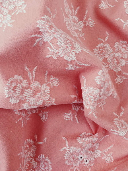 Pink Floral Small Scale Antique European Ticking Fabric Recovered Panels REC-DA-ROSA-029 - Ticking Depot