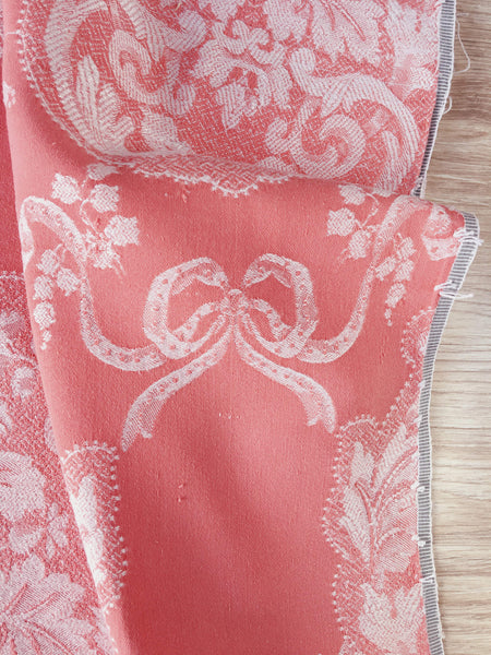 Pink Floral Antique European Ticking Fabric Recovered Panels REC-DA-ROSA-031 - Ticking Depot