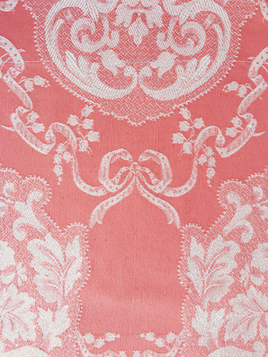 Pink ticking with garlands and ribbons. Spain c.1930 - 72×116 cm