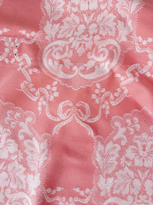 Pink ticking with garlands and ribbons. Spain c.1930 - 72×116 cm