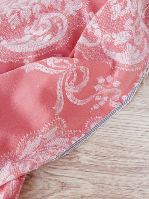 Pink ticking with garlands and ribbons. Spain c.1930 - 72×116 cm
