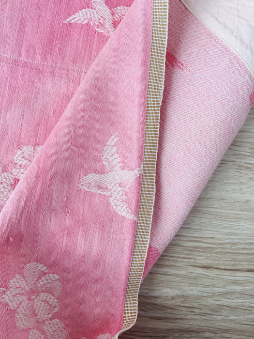 Pink ticking with cherry blossom and swallows. Very rare! Spain c.1900 - Lot of 2 pieces