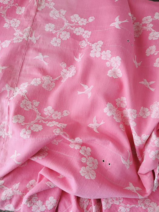 Pink ticking with cherry blossom and swallows. Very rare! Spain c.1900 - Lot of 2 pieces