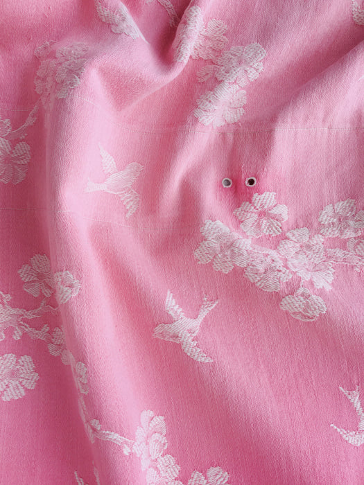 Pink ticking with cherry blossom and swallows. Very rare! Spain c.1900 - Lot of 2 pieces