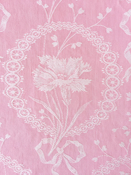 Pink Floral Antique European Ticking Fabric Recovered Panels REC-DA-ROSA-034 - Ticking Depot
