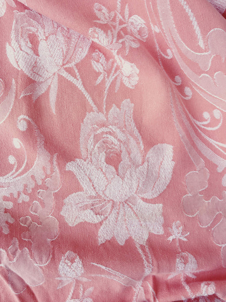 Pink Floral Antique European Ticking Fabric Recovered Panels REC-DA-ROSA-036 - Ticking Depot