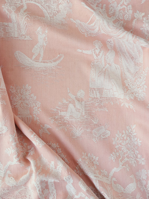 Soft pink ticking with Versailles motif. Spain c.1900 - 148 cm × 1.6 meters