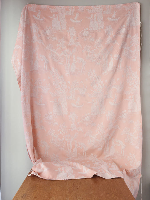 Soft pink ticking with Versailles motif. Spain c.1900 - 148 cm × 1.6 meters