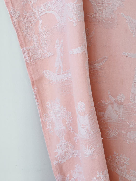 Soft pink ticking with Versailles motif. Spain c.1900 - 148 cm × 1.6 meters