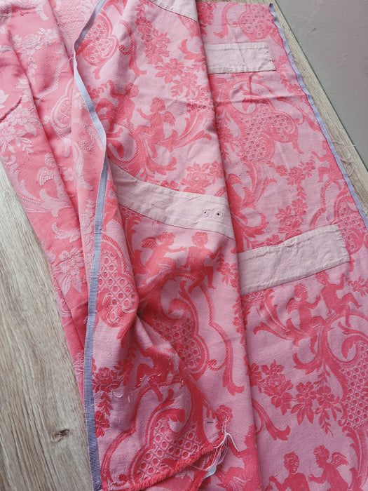 Pink ticking with cupids. Spain c.1930 - 65×85 cm