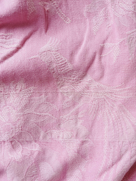 Pink Birds Antique European Ticking Fabric Recovered Panels REC-DA-ROSA-047B - Ticking Depot