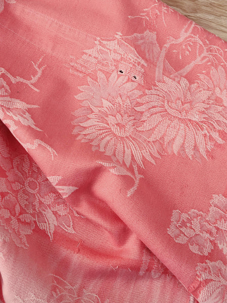 Pink Chinoiserie Scenic Antique European Ticking Fabric Recovered Panels REC-DA-ROSA-048 - Ticking Depot