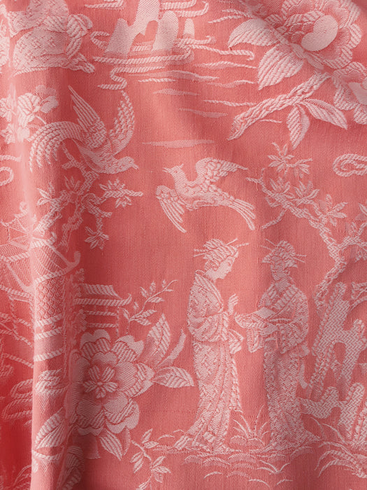 Chinoiserie in pink ticking. Very rare! Spain c.1940 - 143×190 cm