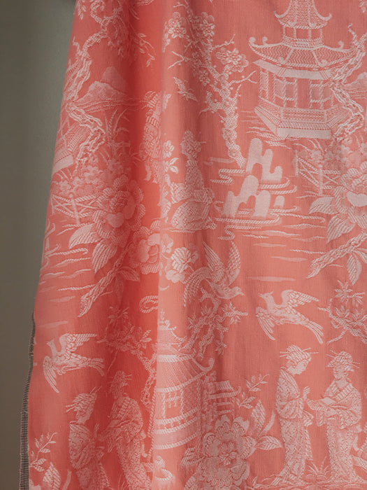 Chinoiserie in pink ticking. Very rare! Spain c.1940 - 143×190 cm