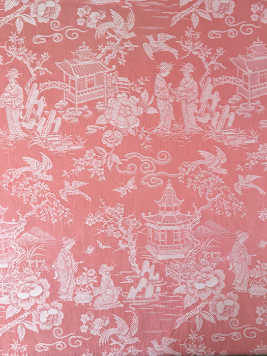 Chinoiserie in pink ticking. Very rare! Spain c.1940 - 143×190 cm