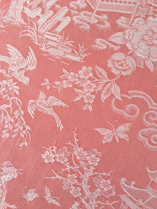 Chinoiserie in pink ticking. Very rare! Spain c.1940 - 143×190 cm