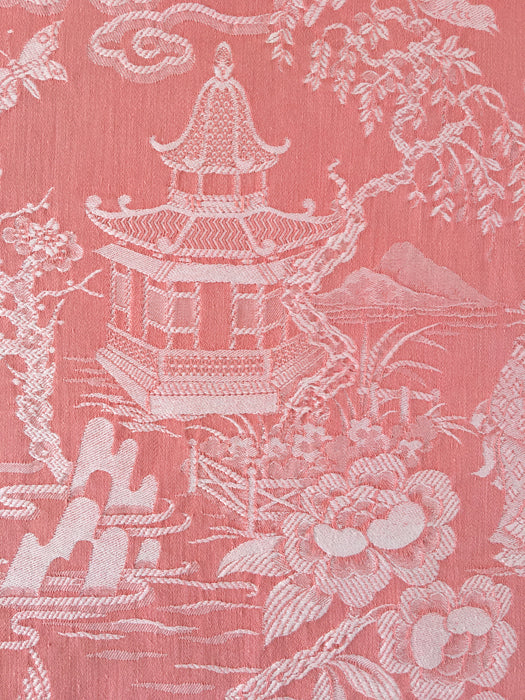 Chinoiserie in pink ticking. Very rare! Spain c.1940 - 143×190 cm