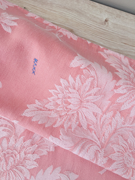 Pink ticking with chrysanthemums. A treasure. Spain c.1930 - 146 cm × 1.5 meters (3 m avail.)