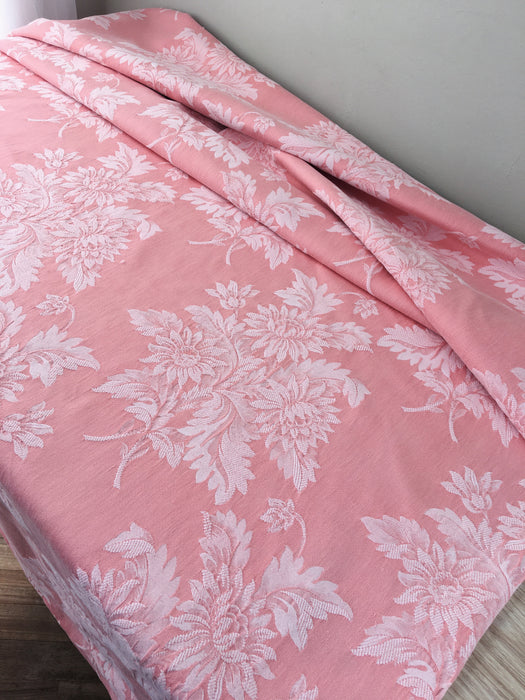 Pink ticking with chrysanthemums. A treasure. Spain c.1930 - 146 cm × 1.5 meters (3 m avail.)