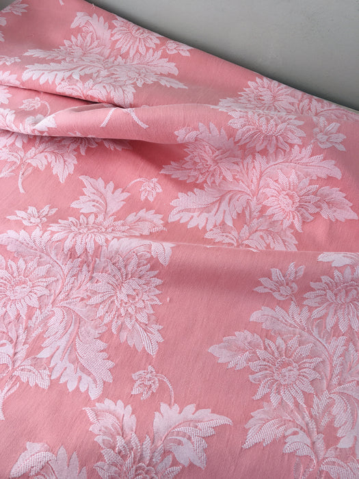Pink ticking with chrysanthemums. A treasure. Spain c.1930 - 146 cm × 1.5 meters (3 m avail.)