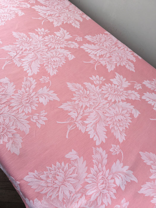 Pink ticking with chrysanthemums. A treasure. Spain c.1930 - 146 cm × 1.5 meters (3 m avail.)