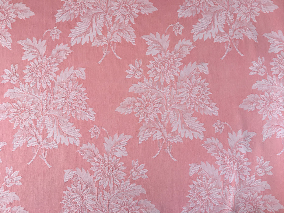 Pink ticking with chrysanthemums. A treasure. Spain c.1930 - 146 cm × 1.5 meters (3 m avail.)
