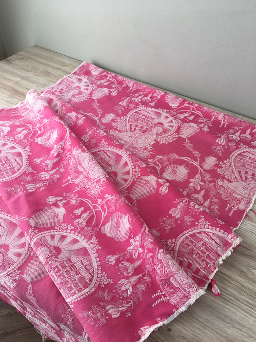 Pink chinoiserie ticking. Spain c.1900 - Lot of 4 pieces