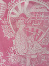 Pink chinoiserie ticking. Spain c.1900 - Lot of 4 pieces