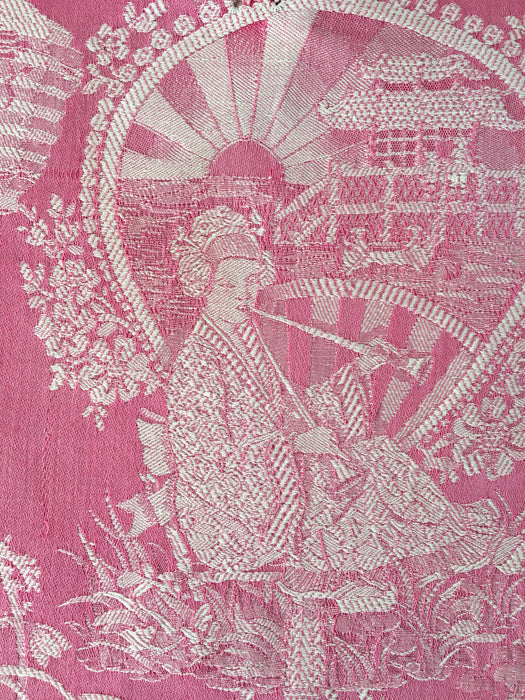 Pink chinoiserie ticking. Spain c.1900 - Lot of 4 pieces