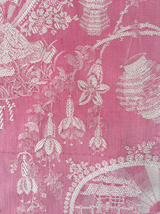 Pink chinoiserie ticking. Spain c.1900 - Lot of 4 pieces