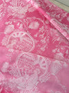 Pink chinoiserie ticking. Spain c.1900 - Lot of 4 pieces