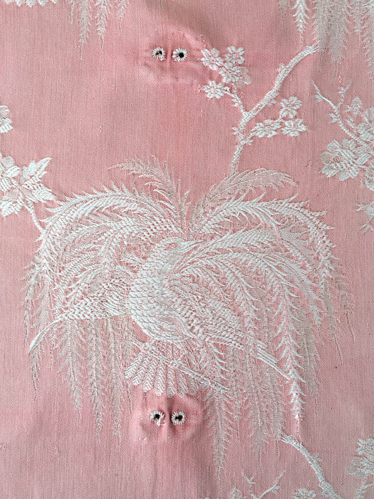 Ticking with birds in soft pink. Spain c.1900 - Lot of 3 pieces