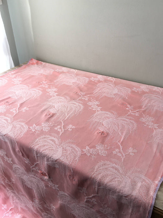 Ticking with birds in soft pink. Spain c.1900 - Lot of 3 pieces