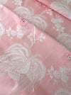 Ticking with birds in soft pink. Spain c.1900 - Lot of 3 pieces