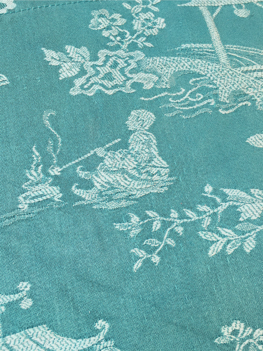 Chinoiserie in ticking green. Spain c.1930 - Lot of 2 pieces