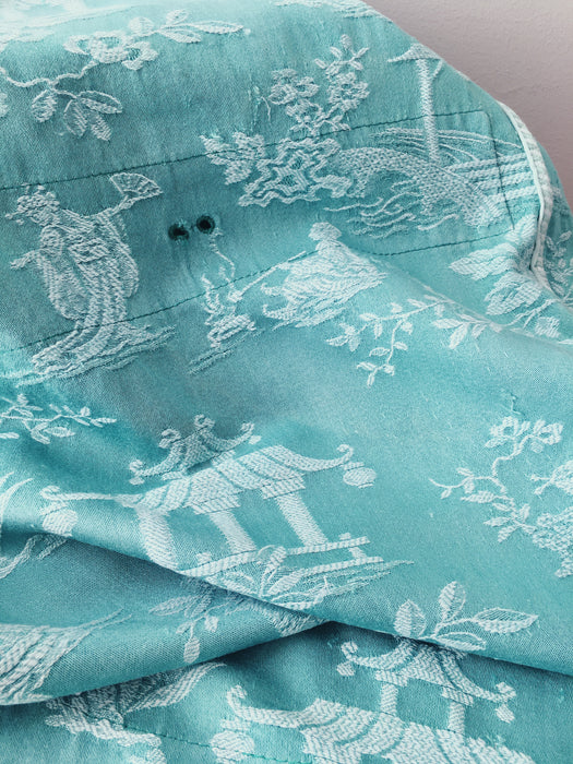 Chinoiserie in ticking green. Spain c.1930 - Lot of 2 pieces