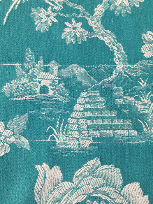 Birds talking on green ticking. Spain c.1940 - Lot of 2 pieces