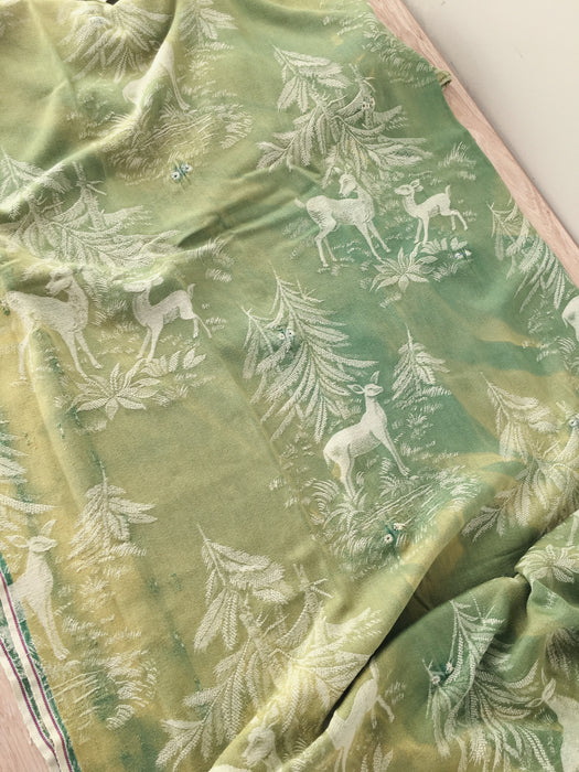 Olive green fawn & mom ticking. A treasure. Spain c.1900