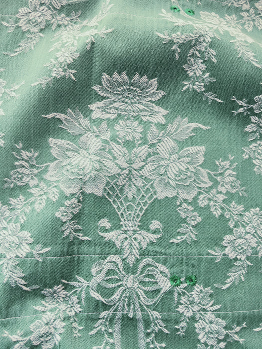 Baskets with flowers in green ticking. Spain c.1940 - 48×118 cm