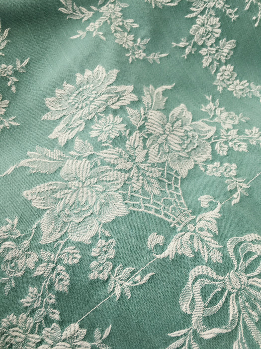 Baskets with flowers in green ticking. Spain c.1940 - 65×108 cm